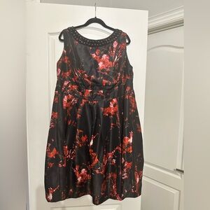 Signature by Sangria Black and Red Floral Dress